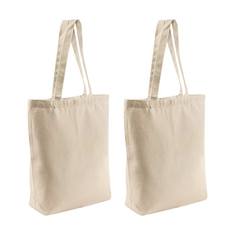 CVNDKN Canvas Tote Bags,2 Pcs Tote Bags Multi-Purpose Reusable Blank Canvas Bags Use For Grocery Bags,Shopping Bags,DIY Gift Bags - Image 1